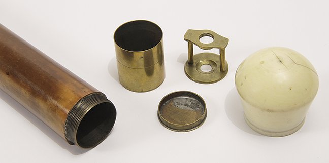 38. Ivory Microscope Cane- Ca. 1880-An ivory knob which (1 of 2)