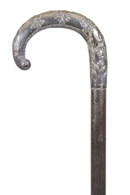49. Silver Dress Cane- Ca. 1890- A silver metal crook (1 of 1)