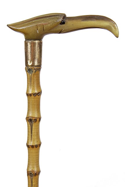 71. Bird Horned Dress Cane- Ca. 1880- Carved horn bird (1 of 1)