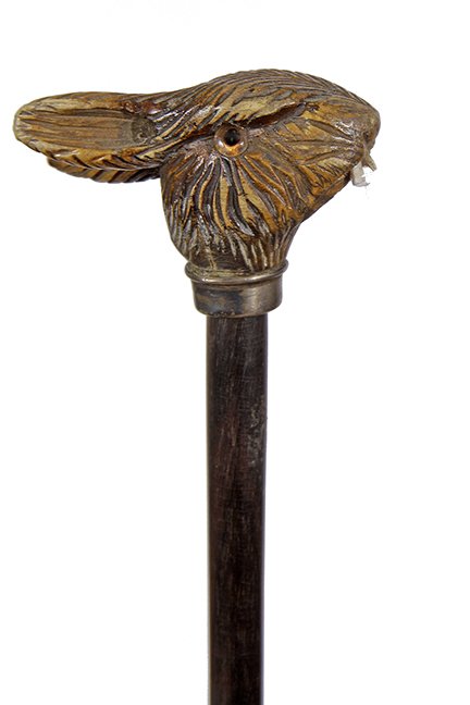 83. Rabbit Dress Cane- Ca. 1910- A carved burl rabbit (1 of 1)
