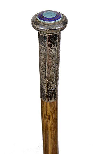 106. English Enamel Dress Cane- Ca. 1885- A coined (1 of 1)