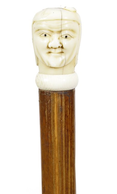 182. Carved Ivory Asian Dress Cane-Ca. 1890-A carved (1 of 2)