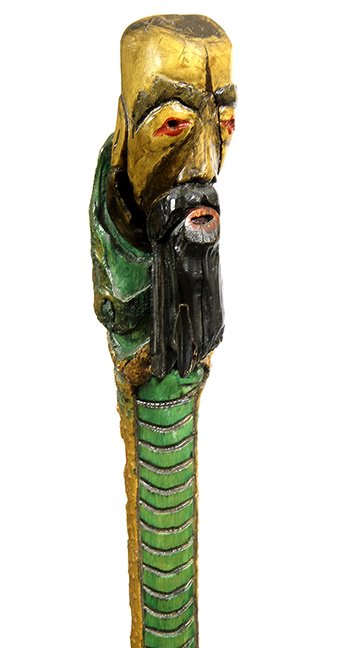 4. Johnny Winter Cane- 20th Century- A Carved folk art (1 of 2)