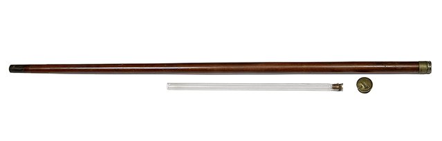 22. Johnny Winter Tippler Stick- Ca. 1920- Tipplers: 22. Johnny Winter Tippler Stick- Ca. 1920- Tipplers Sticks were used to have that extra drink as you were traveling in a secret spot. The handle unscrews to expose a glass vial with a cork stopper, t
