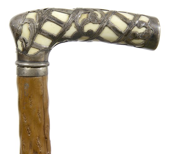 67. Sterling Dress Cane- Ca. 1890- A nice Nouveau (1 of 2)