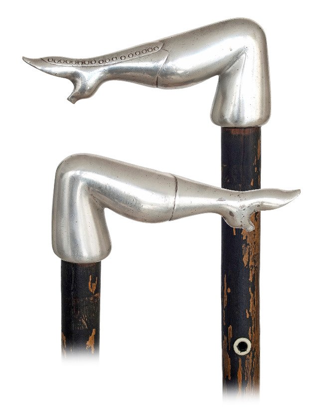 71. Naughty Bludgeon Cane-Ca. 1890-A very heavy silver (1 of 1)
