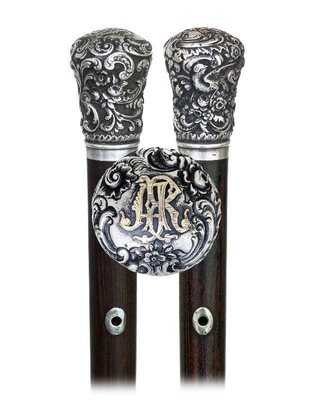 75. Silver and Gold Dress Cane-Ca. 1870-Substantial (1 of 2)