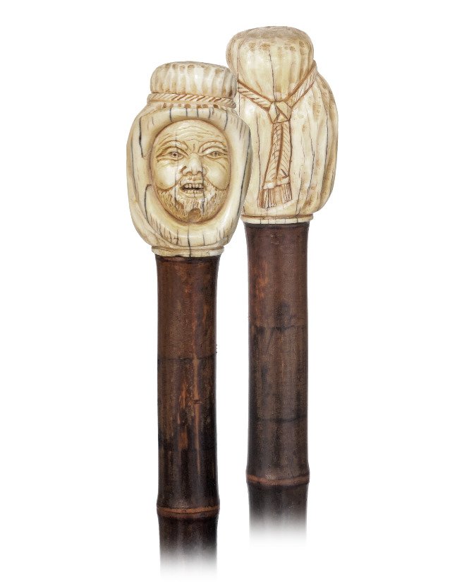 102. Ivory Bedouin Head Cane-Ca. 1880-The ivory knob is (1 of 4)