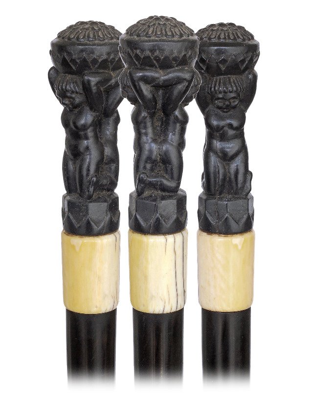 106. Ebony and Ivory Art Deco Dress Cane-Ca. 1895-Ebony (1 of 1)