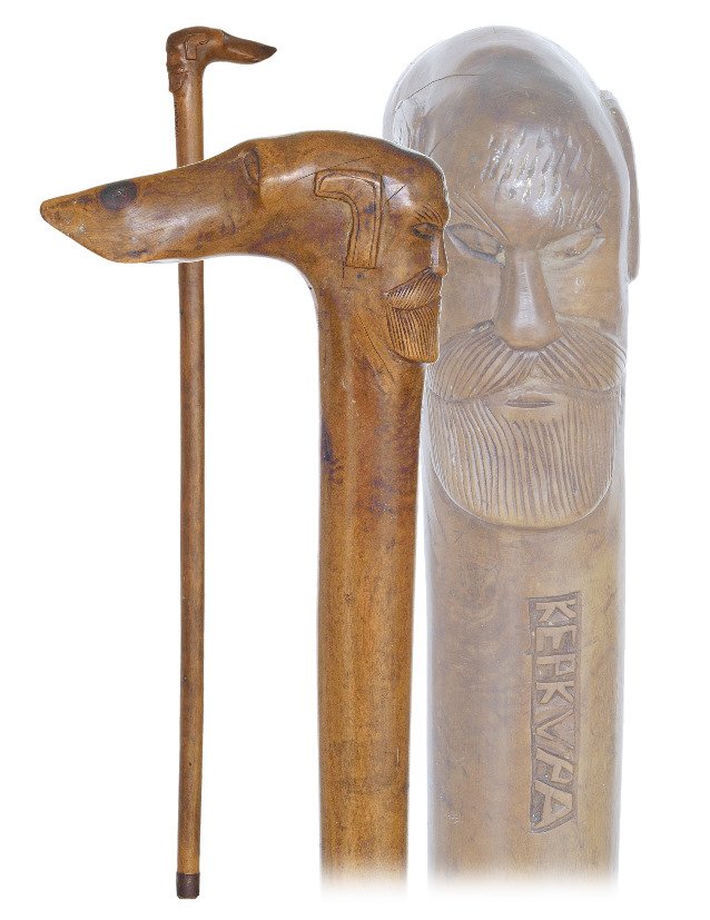 126. Folk Art Cane-Ca. 1900-Fashioned of one sturdy (1 of 1)