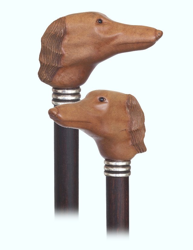 128. Boxwood Whippet Cane-Ca. 1920-Stylized carved (1 of 1)