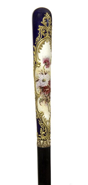 150. Porcelain Dress Cane- Ca. 1890- A royal cobalt (1 of 1)