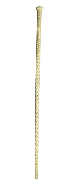 86. Nautical Whale Bone Cane- Ca. 1860- A prime example: Nautical Whale Bone Cane- Ca. 1860- A prime example of a nautical whale bone cane with a whale’s tooth handle, two sections of cross-hatching on the shaft, one section of fluted colomns, and 70 perc