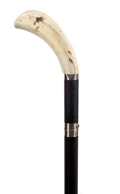 Sword Cane: Late 19th Century, "Burger" 2 sided 17" blade with push button mechanism, a 4" x 4" handle and an overall length of 36"