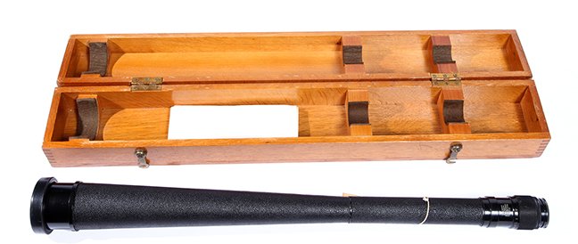 141. Leather Covered Telescope- Open Length 31”, US: 141. Leather Covered Telescope- Open Length 31”, US Navy Bu Ships QM 16- Power, MK I, No25616, 1942, Fee and Stemweder, INC, Naval Telescope From The Estate of Vice Admiral Ross McIntire- President 