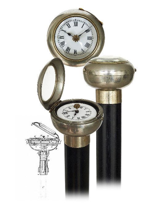 35. Watch System Cane-Ca. 1890-White metal cased watch (1 of 7)