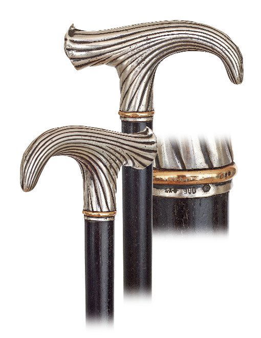37. Silver and Gold Dress Cane-Ca. 1890-Modified Derby (1 of 8)
