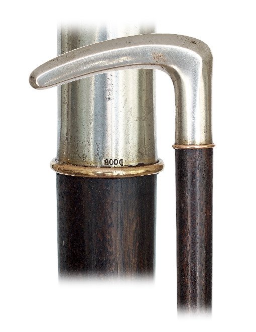 39. Silver & Gold Dress Cane-Ca. 1900-Plain silver (1 of 5)