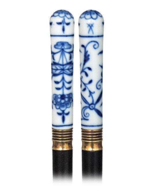 48. Meissen Porcelain Cane-Ca. 1860-Straight white (1 of 6)