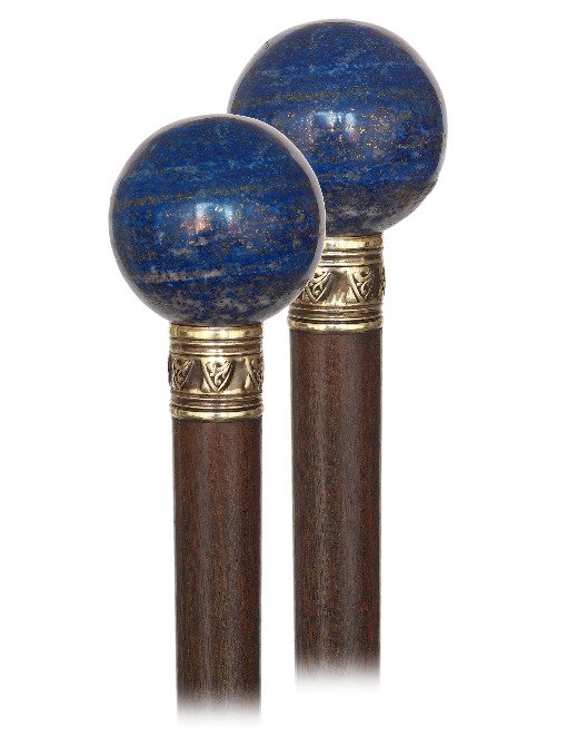 65. Lapis Lazuli Dress Cane-Ca. 1900-Plain Lapis Lazuli (1 of 3)