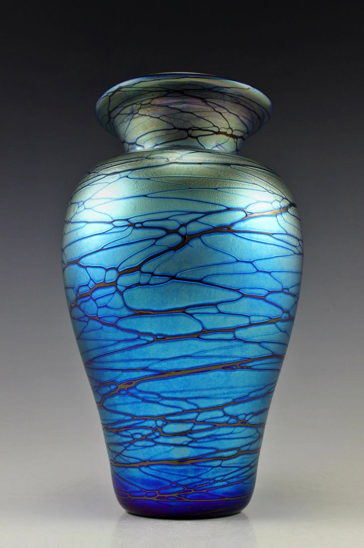 Bohemian Art Nouveau Iridescent Art Glass Vase: It is breathtaking high quality finish glass.Shape and decoration evoke to brand famous manufacturers Loetz , Kralik. Extraordinary beautiful piece of the finest quality glass hand made in the Bohemia