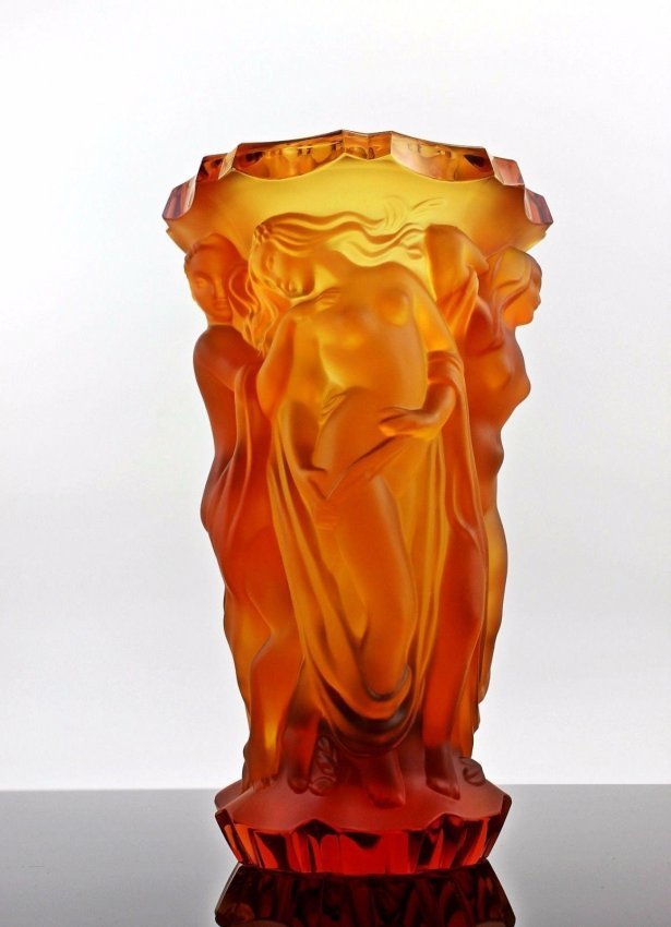 Bohemian Art Deco Amber Glass Large Vase (1 of 5)