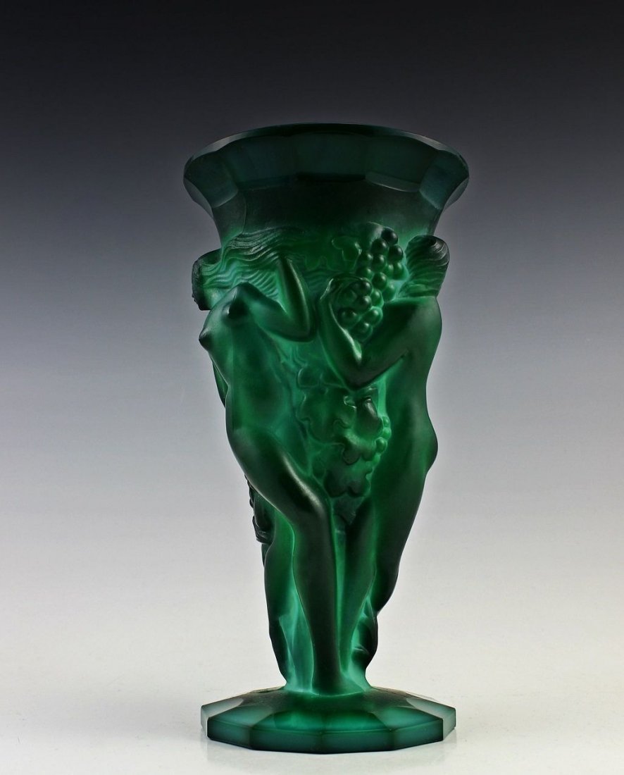 French Art Deco Bohemian Jade / Malachite Large Vase (1 of 6)