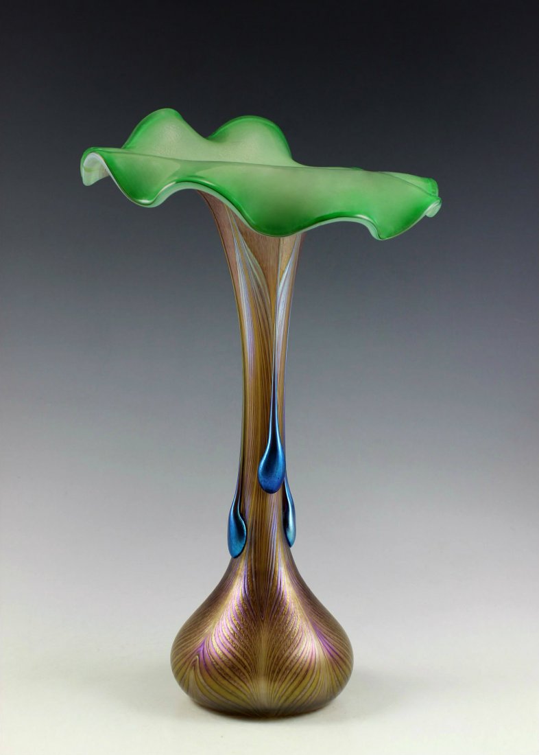 Bohemian Art Nouveau Iridescent Art Glass Large Vase (1 of 6)