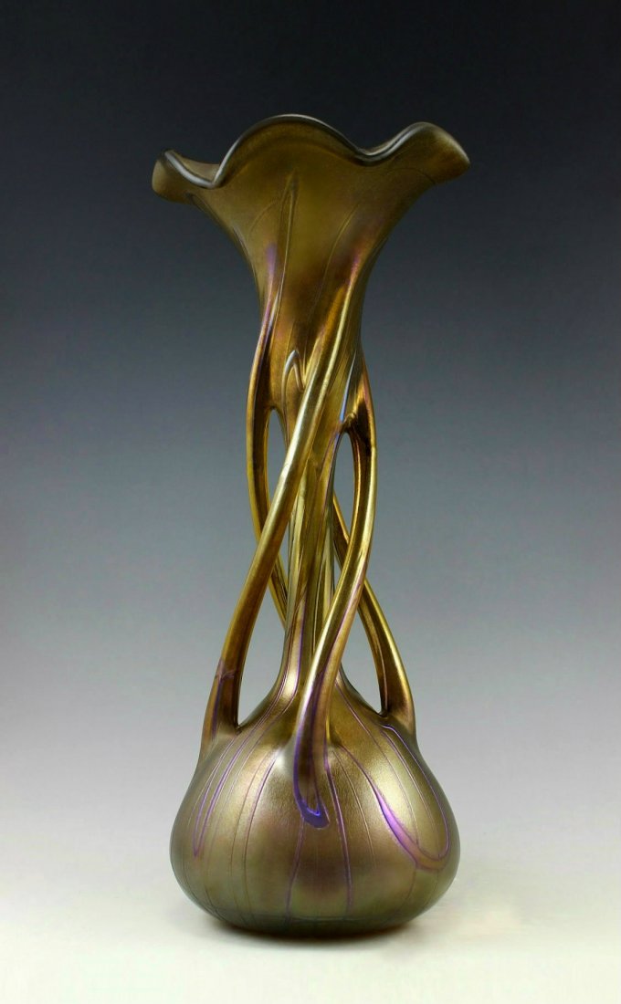 Bohemian Art Nouveau Iridescent Art Glass Large Vase (1 of 1)