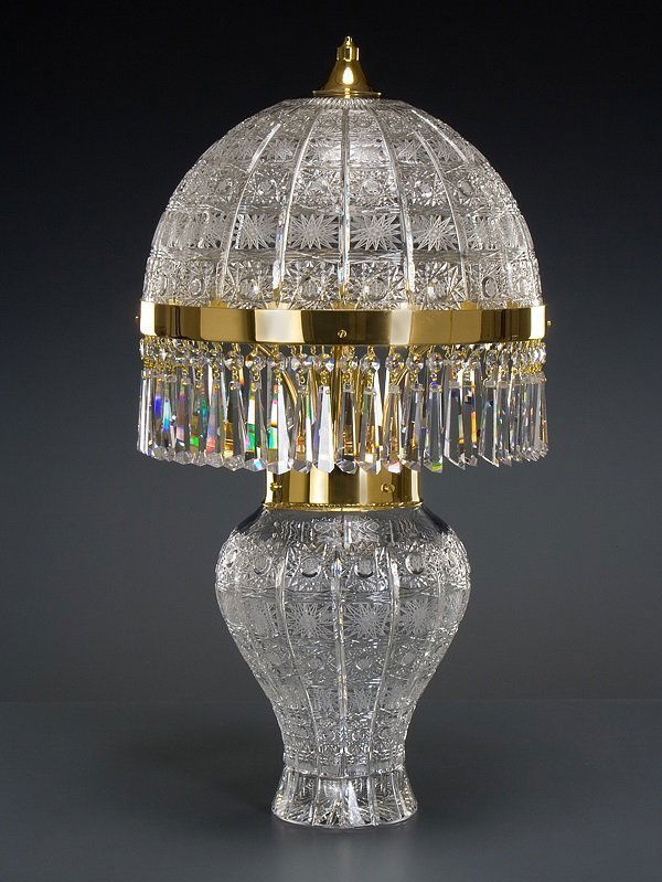 Spectacular Bohemian Large Table Lamp Crystal Cut Glass