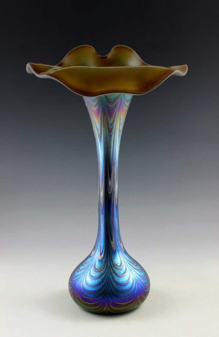 Bohemian Art Nouveau Iridescent Art Glass Large Vase (1 of 7)
