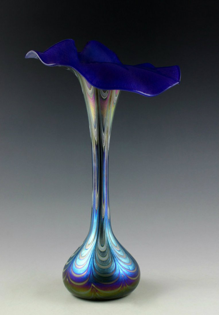 Bohemian Art Nouveau Iridescent Glass Large Vase (1 of 7)