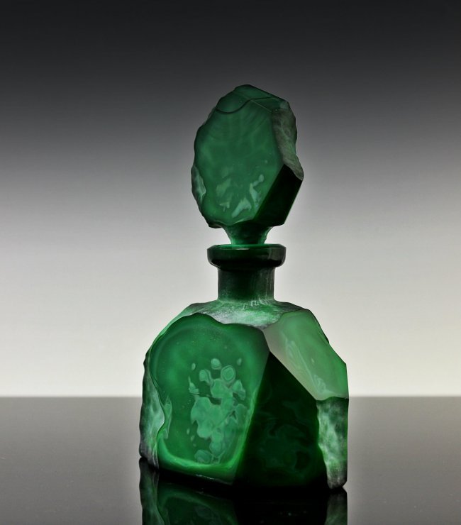 Vintage Bohemian Art Deco Jade Malachite Perfume Bottle (1 of 3)