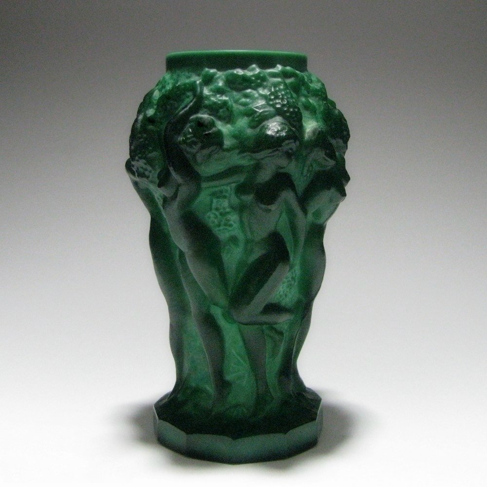 French Art Deco Malachite Vase / Bohemian Jade (1 of 5)