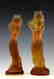 Art Deco Amber Glass 2 Candlesticks Woman & Man