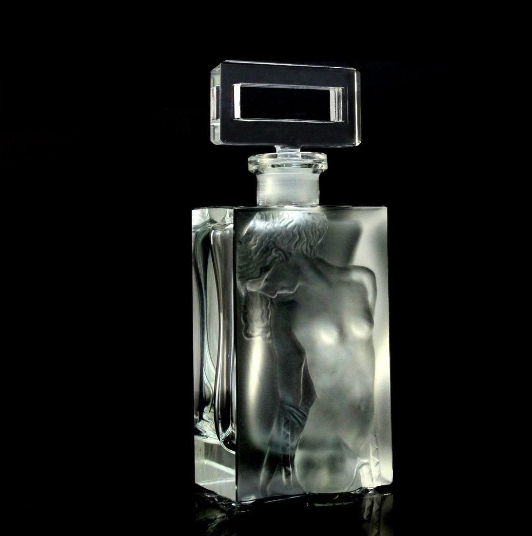 Art Deco Glass 'Nude Odalisque Art Nouveau Deco Glass Perfume Bottle