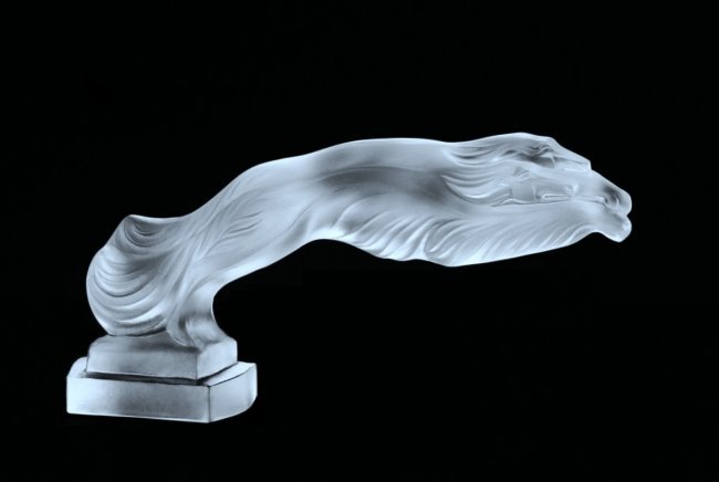 Art Deco Frosted Glass Greyhounds Car Mascot Figurine: Art Deco Glass Sculpture " Greyhounds ". This car mascot was originally made by LALIQUE, this piece was made in Bohemia from the ORIGINAL Antique molds that was used back in 1930's. It is BREATHTAKING