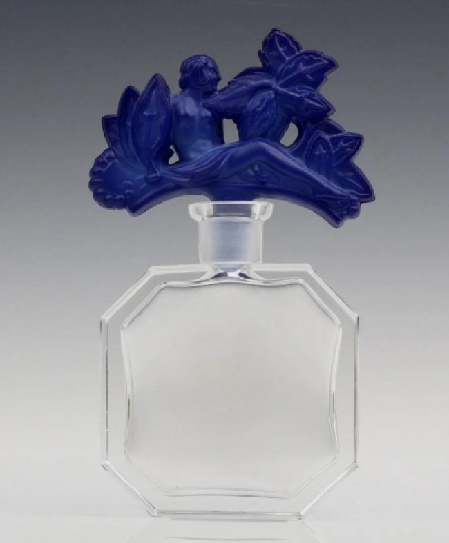 Art Deco Blue Relaxing Crystal Art Glass Perfume Bottle: This piece is a great addition to collection or agreat gift.Bohemian Czech Art Deco perfume bottle. Made in Bohemia from the original antique vintage molds that was used back in 1930's. Really nice pi