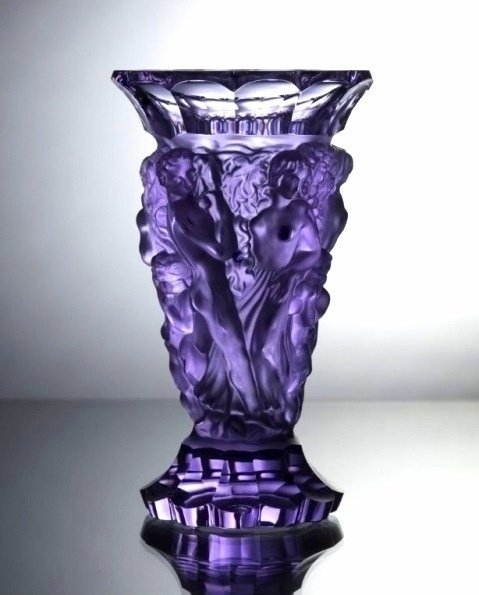 Glamorous Art Deco Nude Figural Alexandrite Glass Vase: This piece is a great addition to collection or a great gift. Timeless design - Top Qality Art Deco Glass Vase. This vase was originally made by LALIQUE. This piece was made in Bohemia from ORIGINAL a