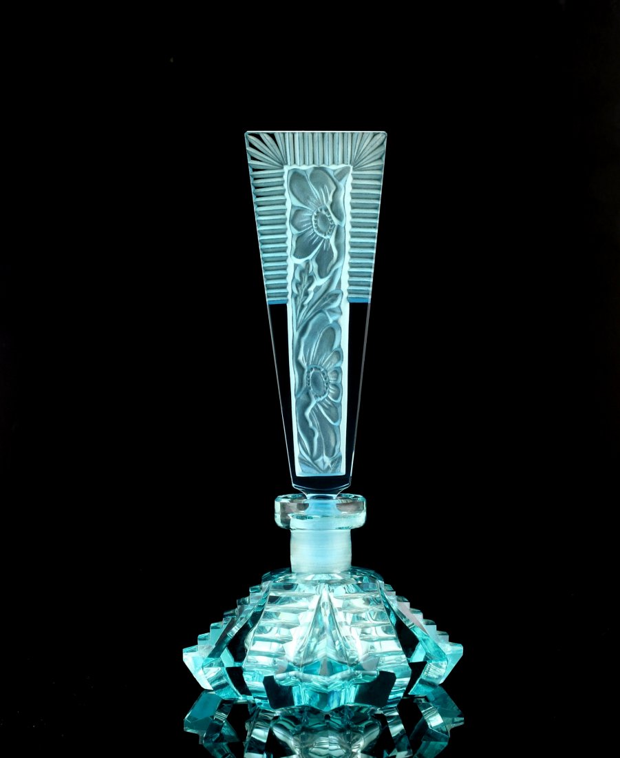 Art Deco Glass Bohemian Perfume Bottle for Collectors: Very beautiful decoration, this piece is a great addition to collection or agreat gift. Handmade art glass from Czech craftsmen. It is breathtaking high quality finish glass in stylish French Art Deco