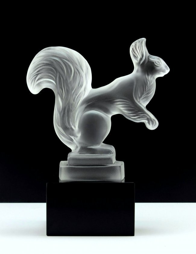 Art Deco Glass ' Squirrel ' Figurine H.Hoffmann 1930's: This piece is a great addition to collection or a great gift. Timeless design - Top Qality Art Deco Glass Car Mascot Hood Ornament Figurine. This car mascot was originally made by LALIQUE, this piece 