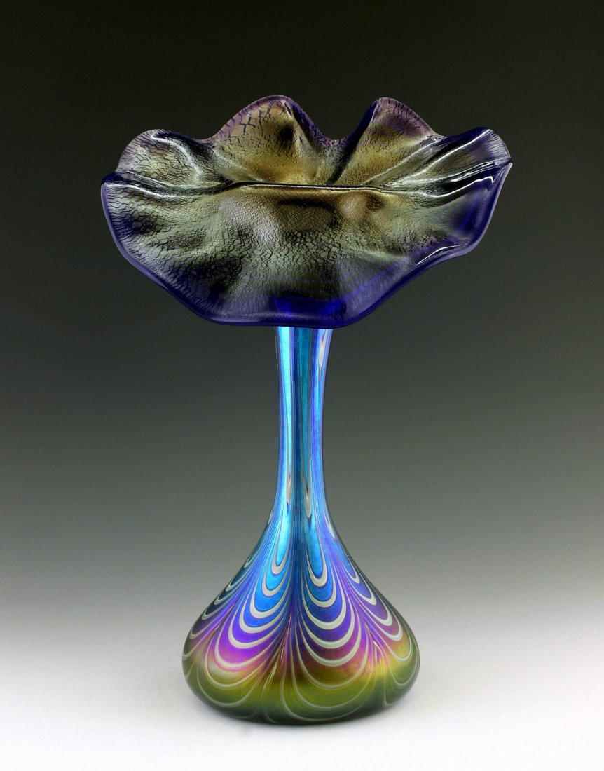 Bohemian Art Nouveau Iridescent Art Glass Vase: Art Nouveau Iridescent Art Glass Vase. This piece is a great addition to collection or a great gift. Extraordinary beautiful piece of the finest quality glass. Dimensions: Height: 12 1/2 " ( 32 cm ), 