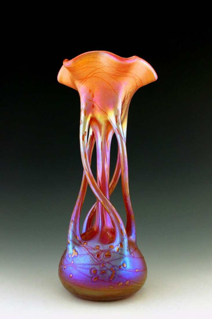 Bohemian Art Nouveau Glass Vase Loetz Glamorous Decor: Art Nouveau Iridescent Art Glass Loetz Style Vase. This piece is a great addition to collection or a great gift. Extraordinary beautiful piece of the finest quality glass. Dimensions: Height: 12 " ( 3