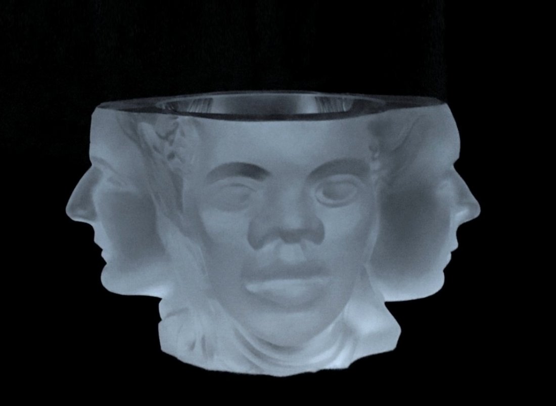Art Deco1930' Glass Bowl HUMAN RACES H.Hoffmann: Art Deco Glass Bowl “HUMAN RACES” with relief of male faces of races of four continents Asia-Europe-Africa-America. Top Qality Art Deco Glass Bowl. This bowl was originally made by LALIQUE, this p