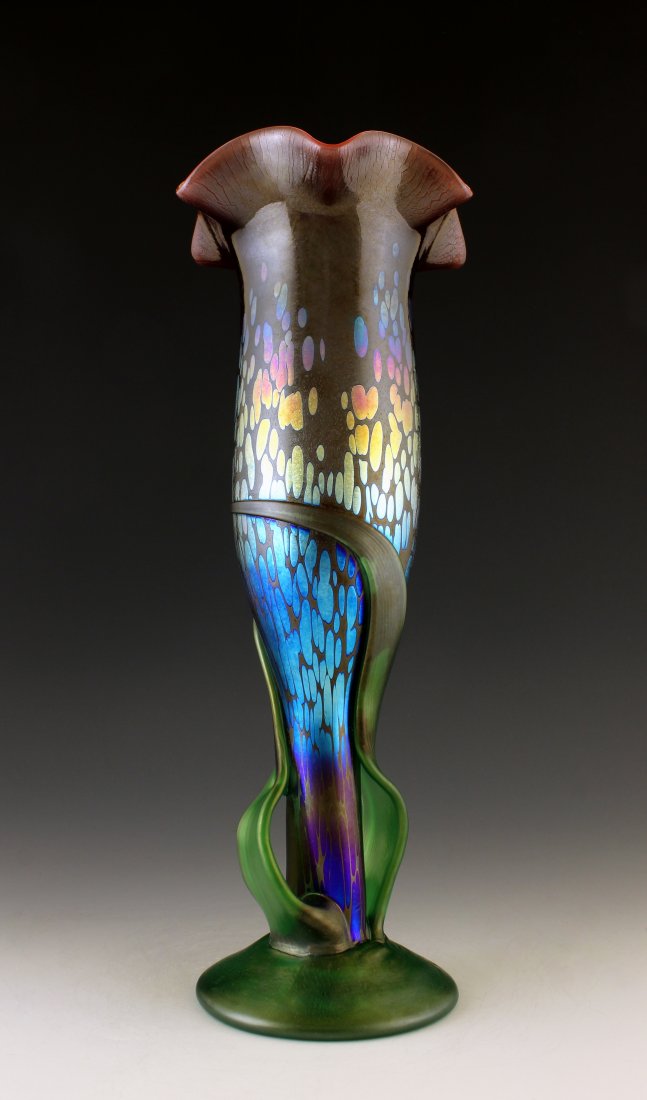 Glamorous Bohemian Art Nouveau Glass Vase Loetz Style (1 of 1)