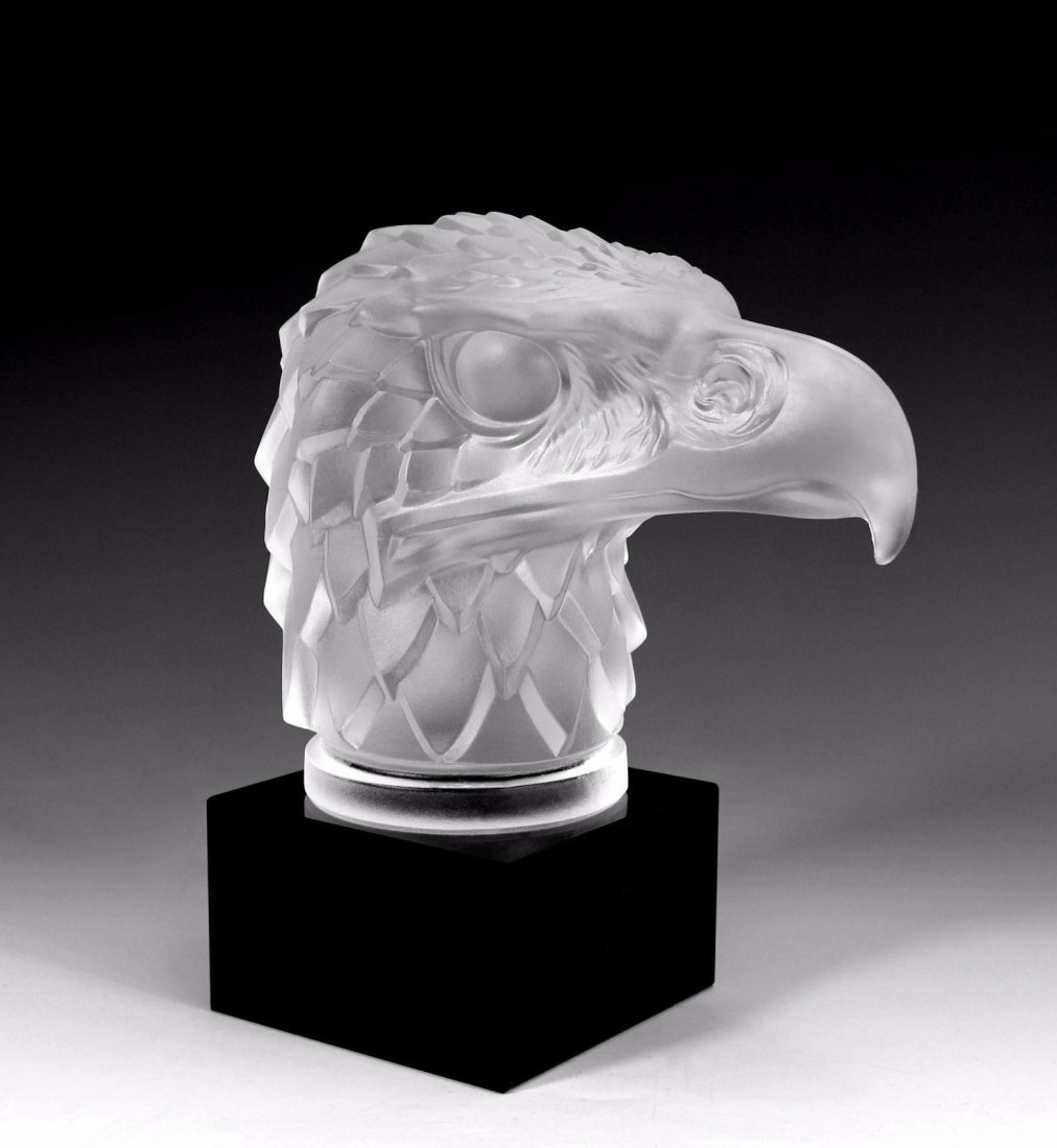 Art Deco 1930's ' Head Eagle ' Art Glass Hood Ornament (1 of 4)