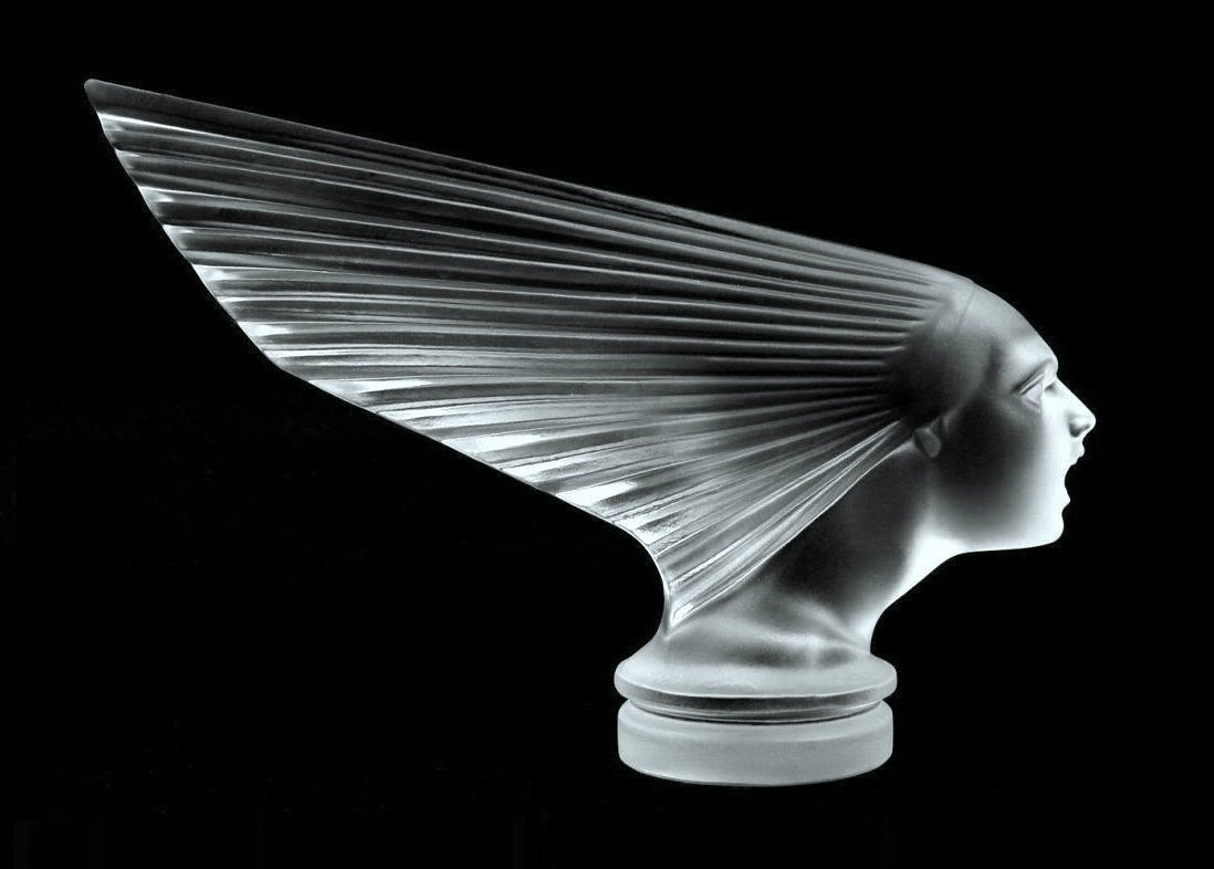 Art Deco Glass ' Victoire ' H.Hoffmann By Lalique: This piece is a great addition to collection or a great gift. Timeless design - Top Qality Art Deco Glass Car Mascot ' Victoire ' Hood Ornament ' Spirit Of The Wind ' Figurine. This car mascot was ori