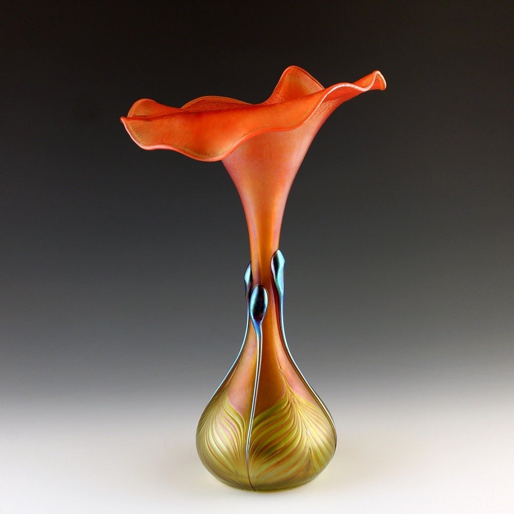 Art Nouveau Glass Vase Glamorous Tiffany or Loetz Decor (1 of 1)