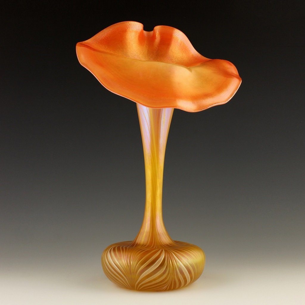 Art Nouveau Glass Large Vase Glamorous Tiffany or Loetz Decor (1 of 1)