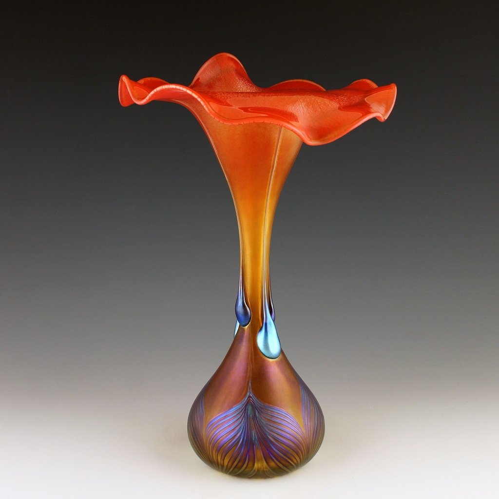 Art Nouveau Glass Vase Glamorous Tiffany or Loetz Decor (1 of 1)